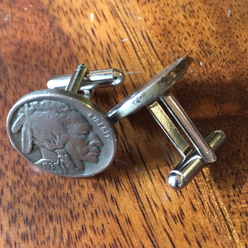 Buffalo nickel cufflinks, men accessories